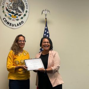 Consul General of Mexico in the Carolinas, Claudia Velasco Osorio recognized the Mexican author Patty Holmes