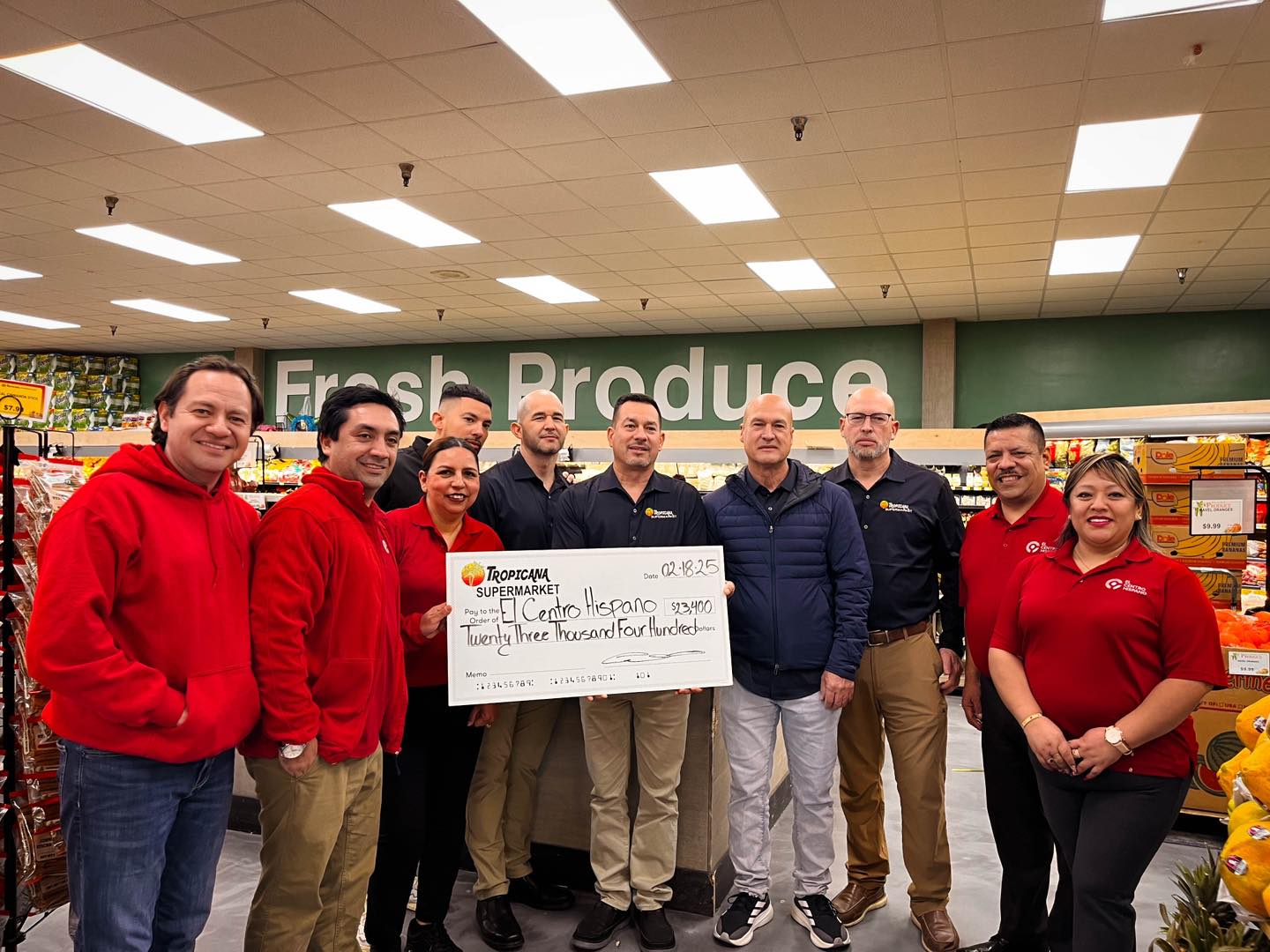 Tropicana Supermarkets Makes a Generous Donation to El Centro Hispano