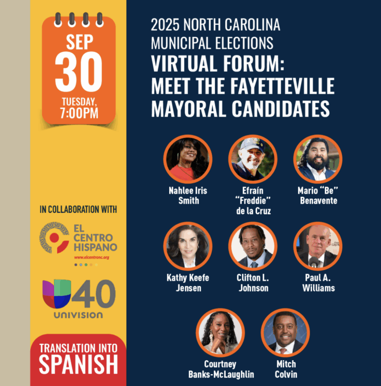 Foro virtual: Conozca a los candidatos a la alcaldía de Fayetteville para las elecciones municipales de NC 2025